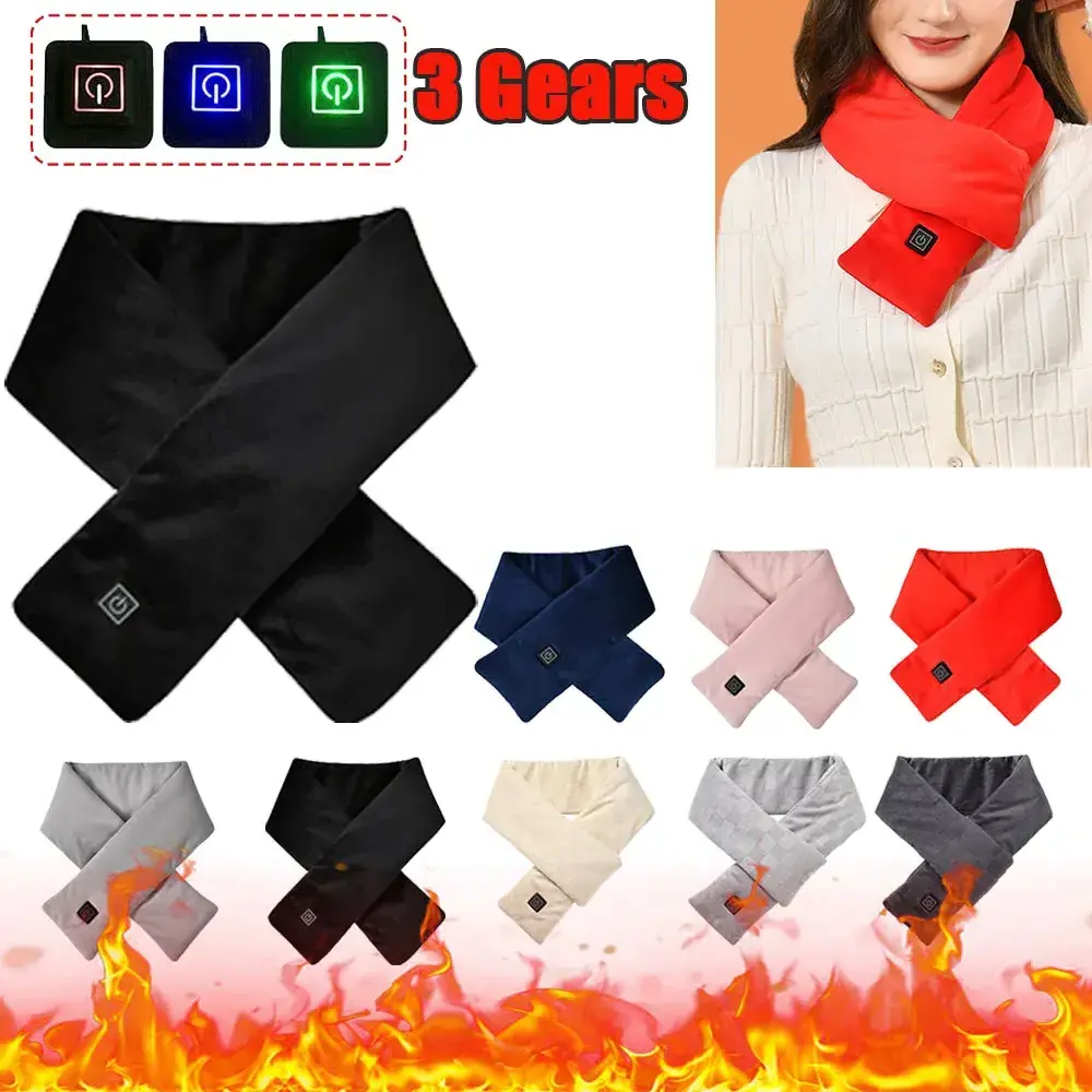 3 Gears USB Electric Heating Scarf Washable Neck Warmer Heating Man's Neck Cover Neck Wrap Fleece Scarf Women for Winter