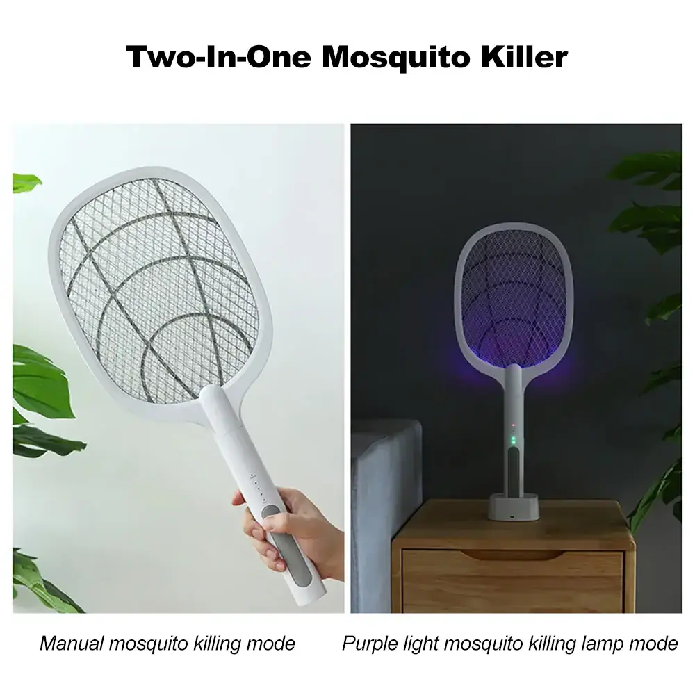 Electric Bug Zapper Racket Mosquito Killer Fruit Fly Swatter Zap LED Lighting Lamp 3 Layer Safety Mesh Safe to Touch