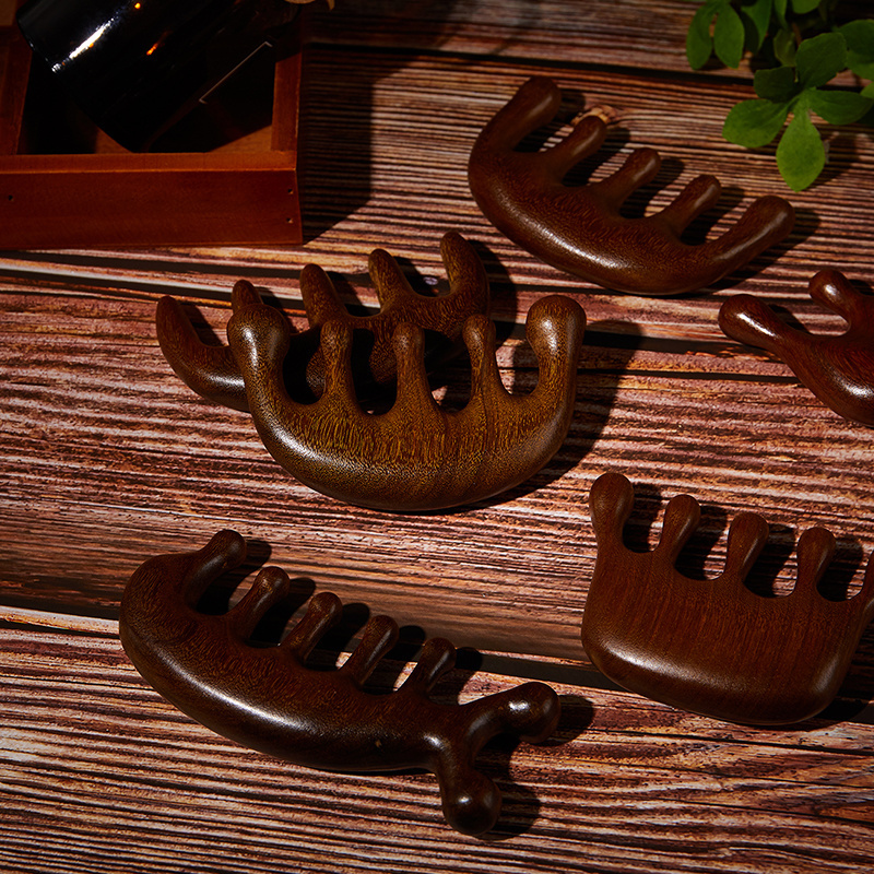 Natural Wooden Therapy Massage Comb Head Face Scalp Gua Sha Massager Facial Wide Tooth Guasha Scraping Body Massage