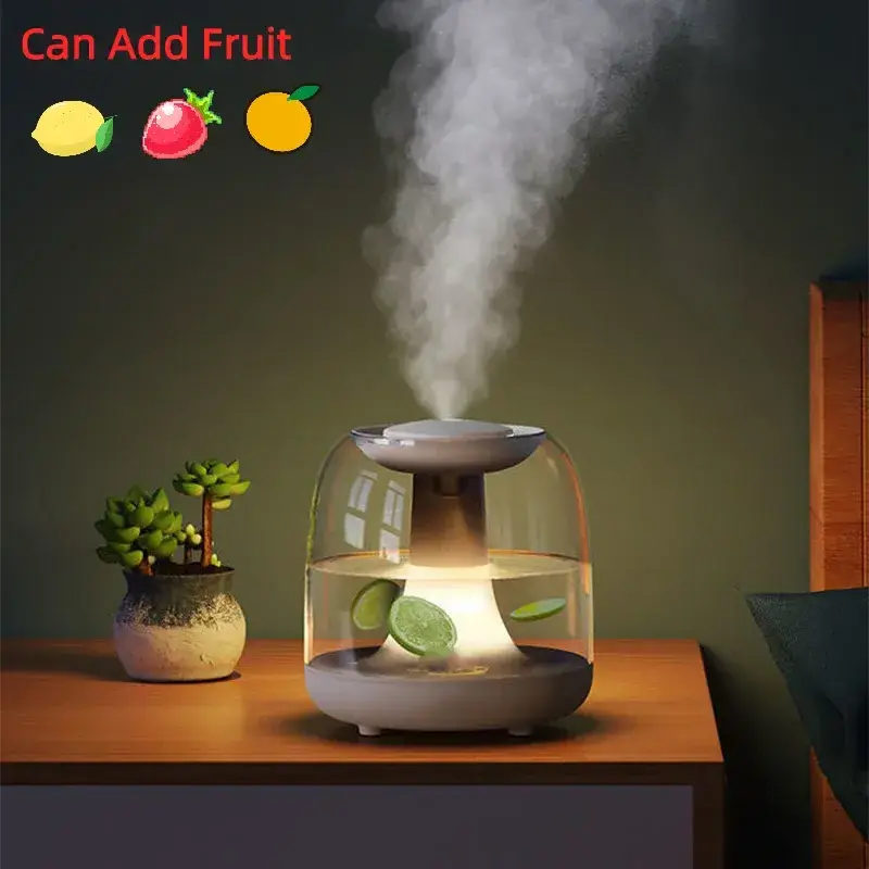 Can Add Fruit Air Humidifier Household Cute Ultrasonic Colorful Jellyfish Night Light USB Mini Humidifier Diffuser Transparent