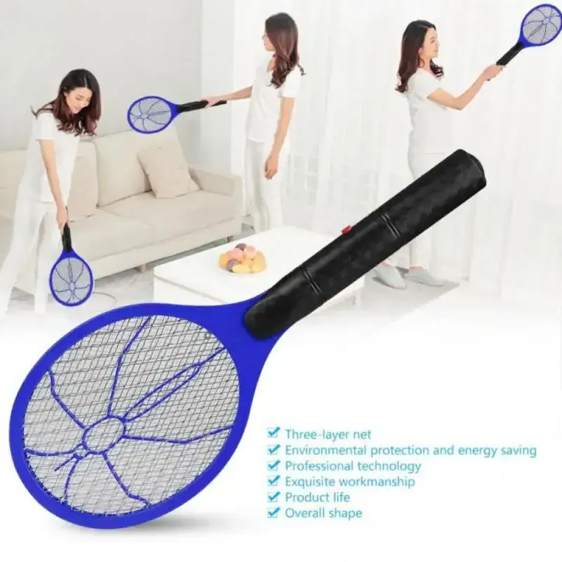 Electric Mosquito Swatter Strong Battery Type Electric Mosquito Killer Three Layer Safety Net Fly Fruit Insect Swatter Household