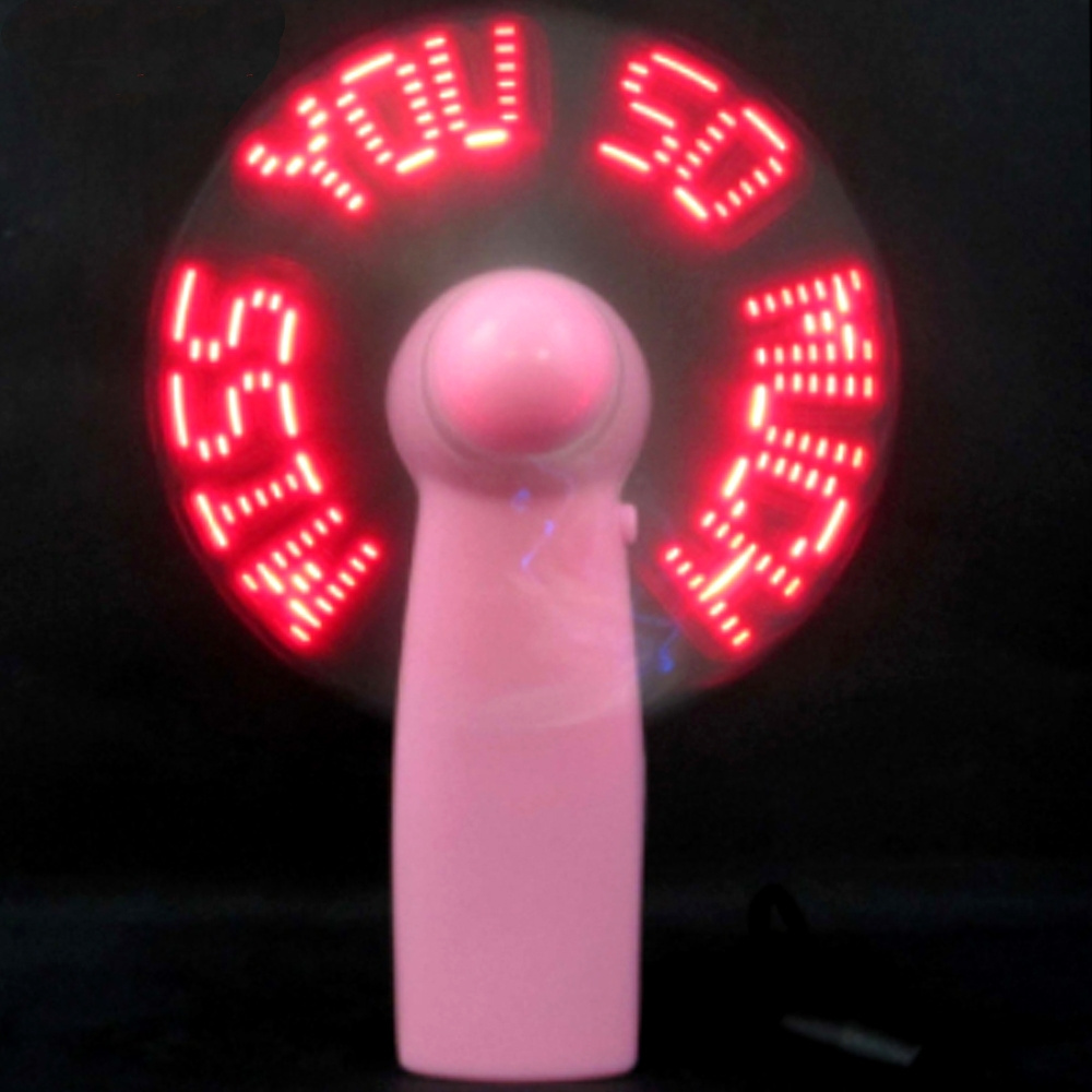 High Quality Factory Price Led Flashing Message Plastic Hand Fan For Promotion Gift Mini Fan