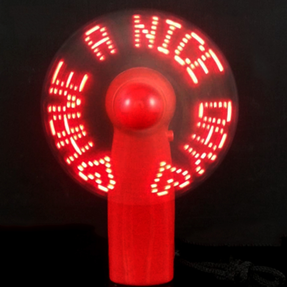 High Quality Factory Price Led Flashing Message Plastic Hand Fan For Promotion Gift Mini Fan