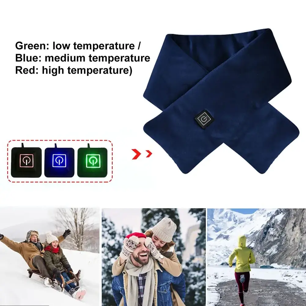 3 Gears USB Electric Heating Scarf Washable Neck Warmer Heating Man's Neck Cover Neck Wrap Fleece Scarf Women for Winter