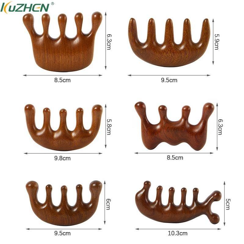 Natural Wooden Therapy Massage Comb Head Face Scalp Gua Sha Massager Facial Wide Tooth Guasha Scraping Body Massage