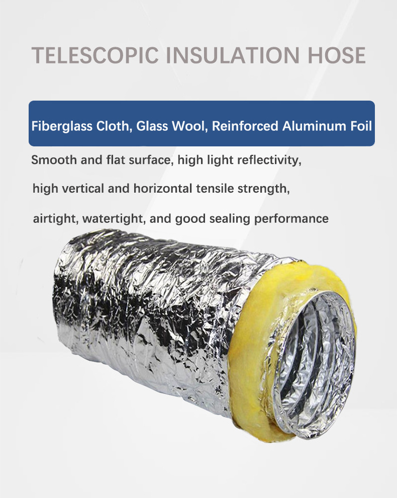 HVAC Systems Duct Hose Fiberglass Reinforced Aluminium Insulated Flexible Ducts R6 Sliver Insulated Flexible Duct