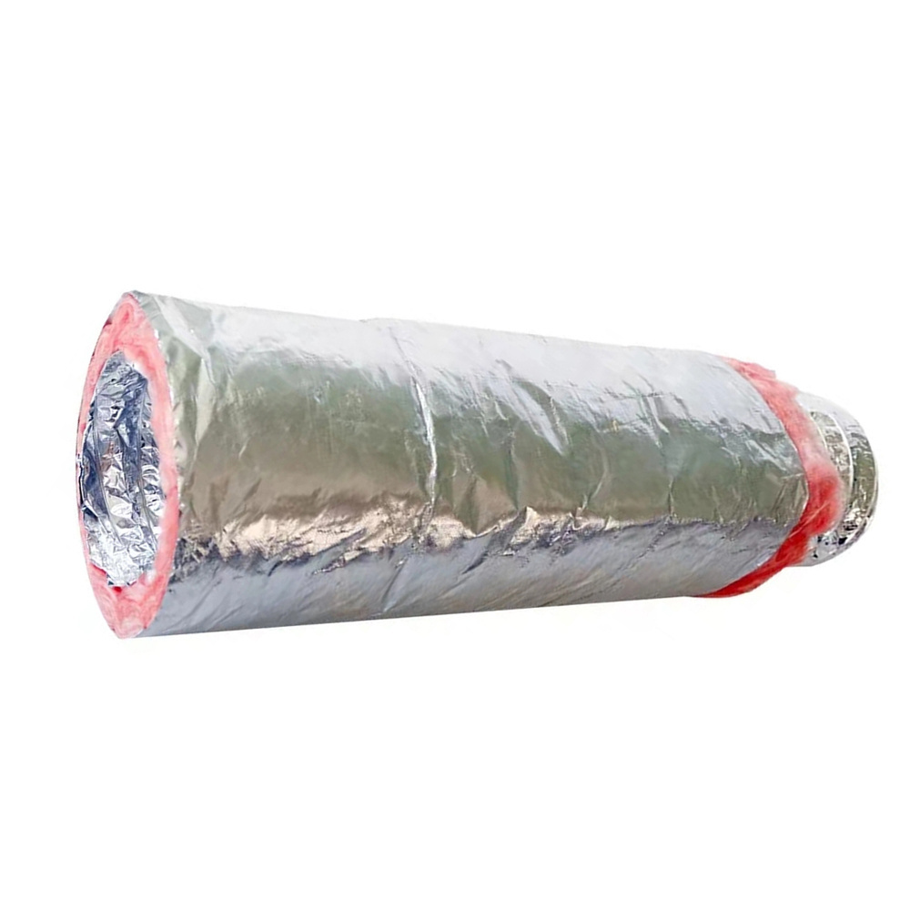 HVAC Systems Duct Hose Fiberglass Reinforced Aluminium Insulated Flexible Ducts R6 Sliver Insulated Flexible Duct