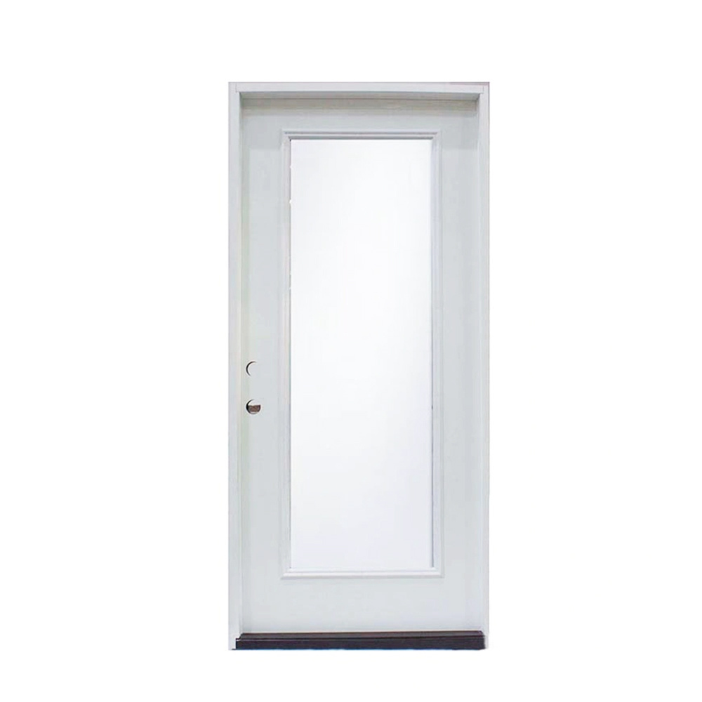 White Primed Entry Doors American Steel Door with Full Lite Glass Simple Style Full Lite Glass Steel Patio Metal Door