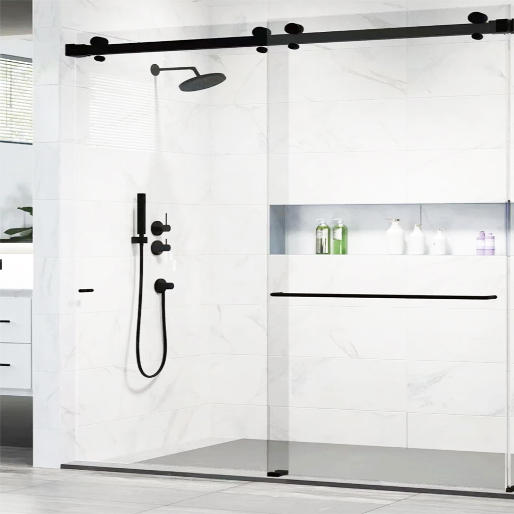 Wholesale Affordable Shower Doors One Way Glass Door Bathroom White Tempered Glass Sliding Shower Door 1200*1950mm