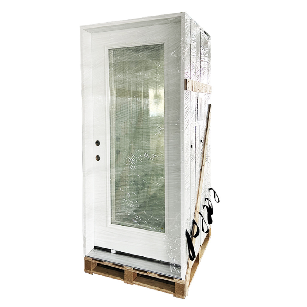 Full Lite Decorative Tempered Glass Inserted Utiltiy Interior Office Steel Door  Full Lite Wrought Iron Glass Steel Door