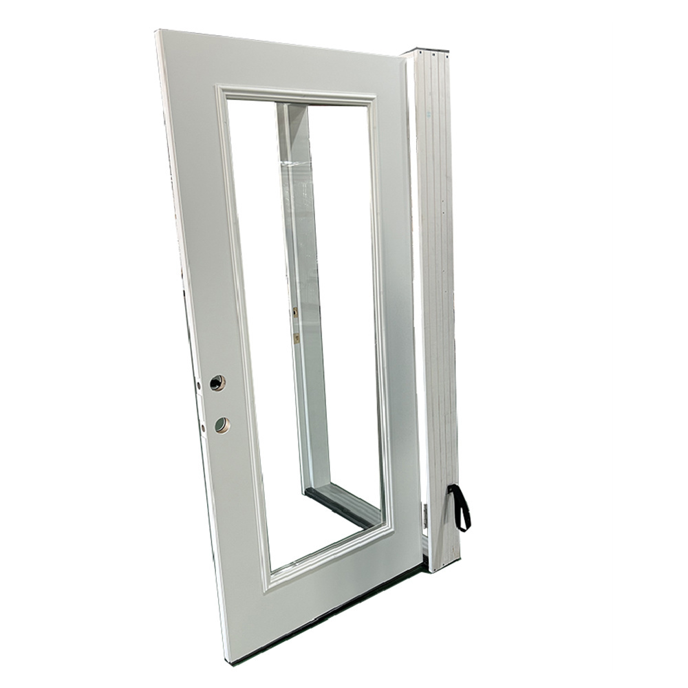 Full Lite Steel Prehung Door with Decorative Glass Door Full Lite Glass PVC Balcony Exterior Prehung Steel Front Door