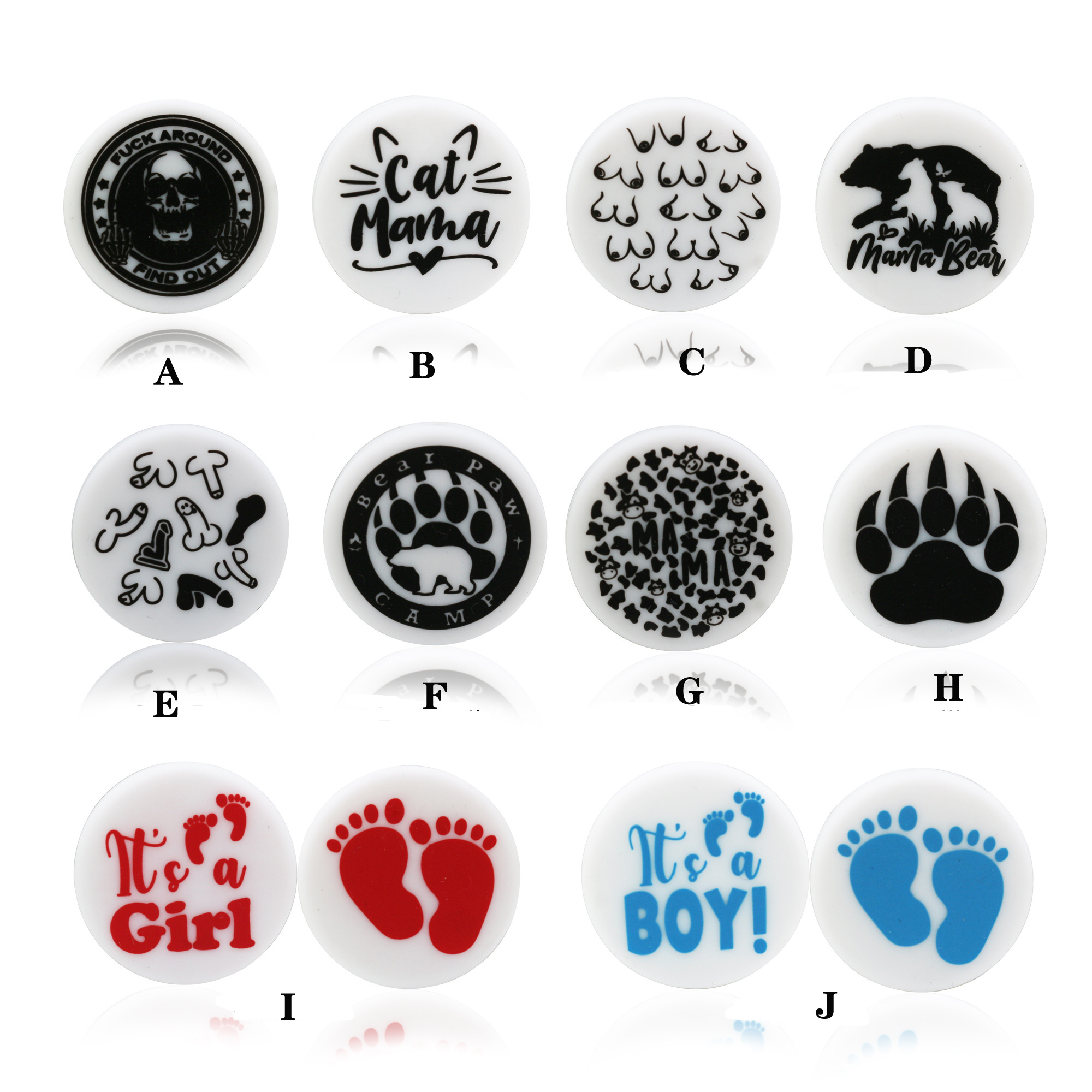 Customized Logo Flat Silicone Focal Beads Animal Cow Leopard Print Coin Balls For Making Beaded Pens Silicone Beads Round Disc