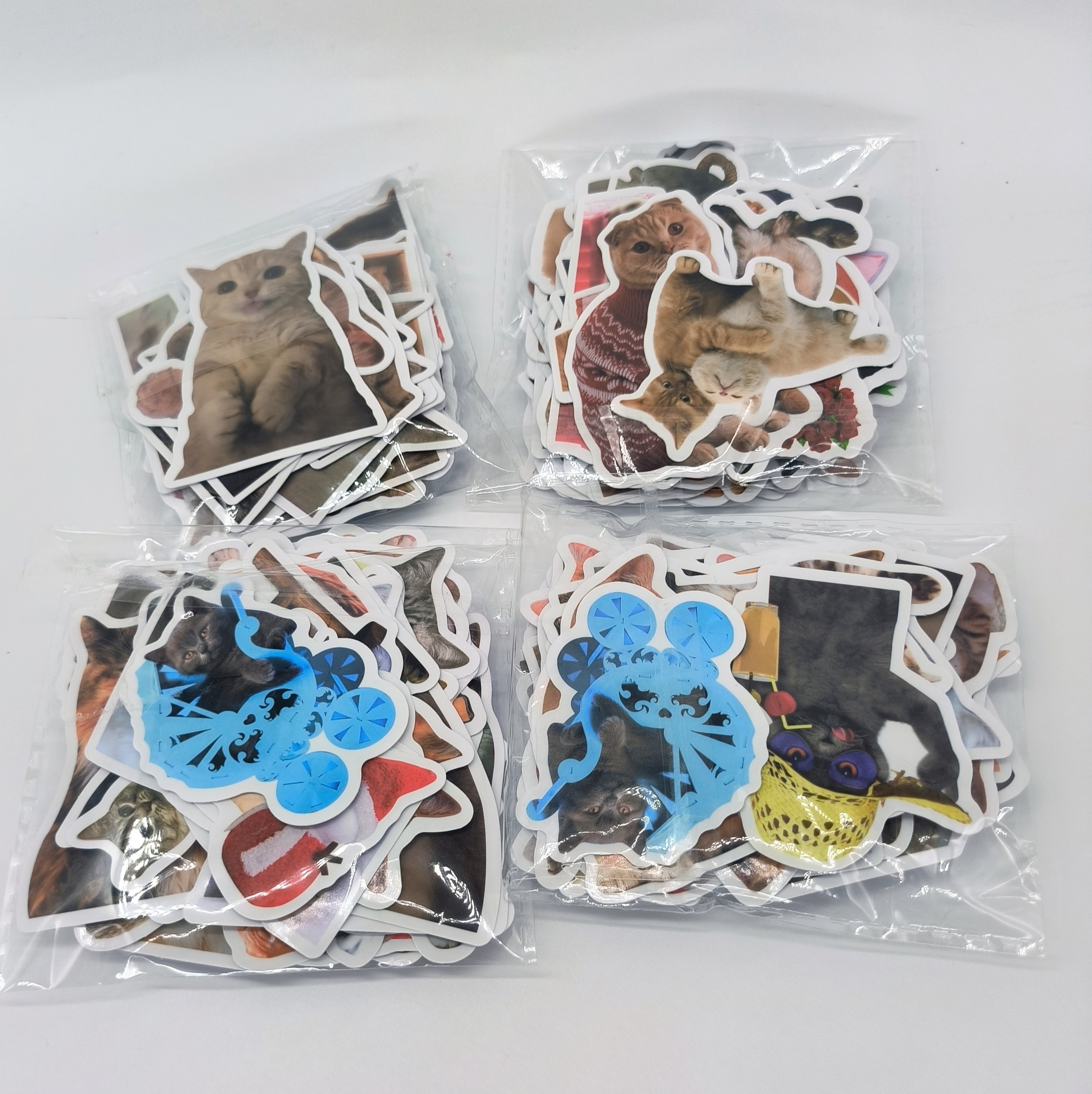 50/Pack Die Cut Cute Animal Cat Kitty Stickers Skateboard Guitar Suitcase Freezer Classic Toy Decal Funny Stickers Bulk