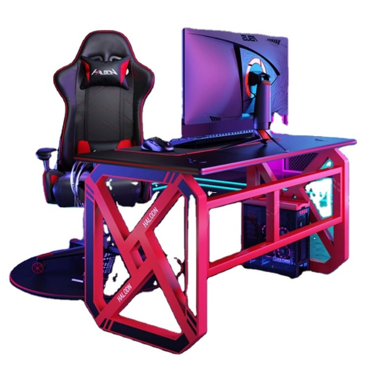 Hot Sale Gaming Mesa Gamer Rgb Led Gaming Table Ergonomic Computer Office Desk PC Desk with Led Light