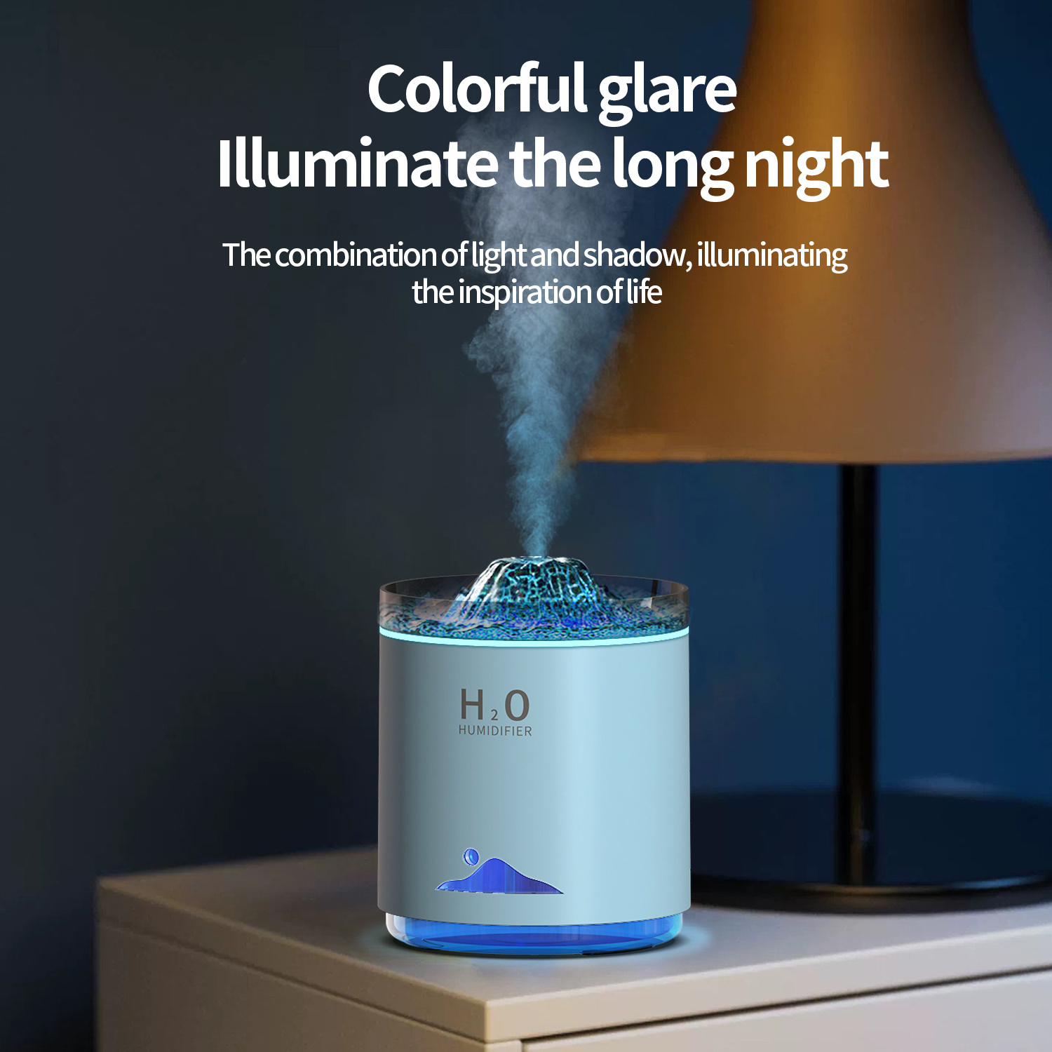 Minimalism Design Flame Air Humidifier Diffuser 3d Fire Portable Volcano Aroma Humidifier With Night Light