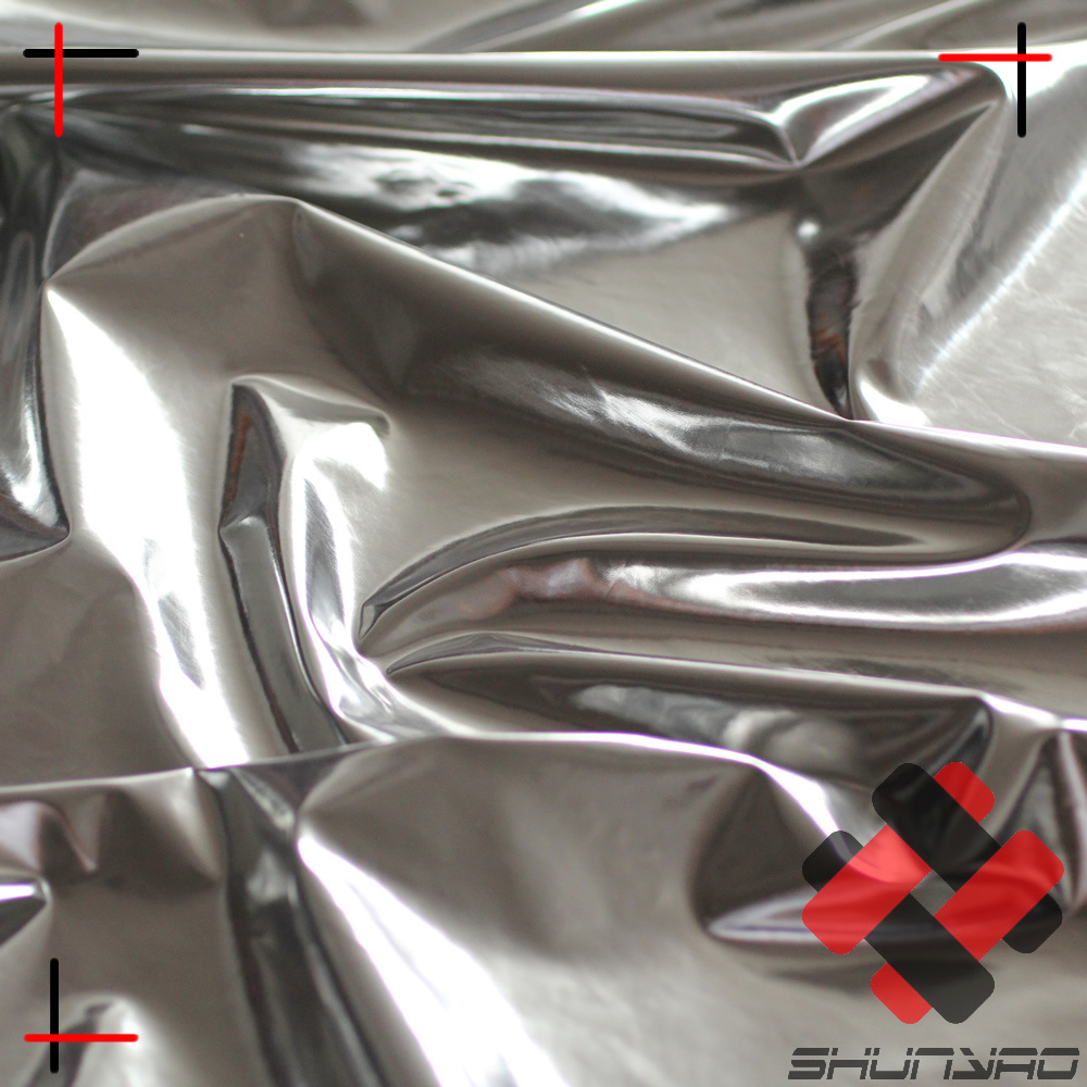 high reflective  pu coated waterproof polyester silver foil mirror  fabric