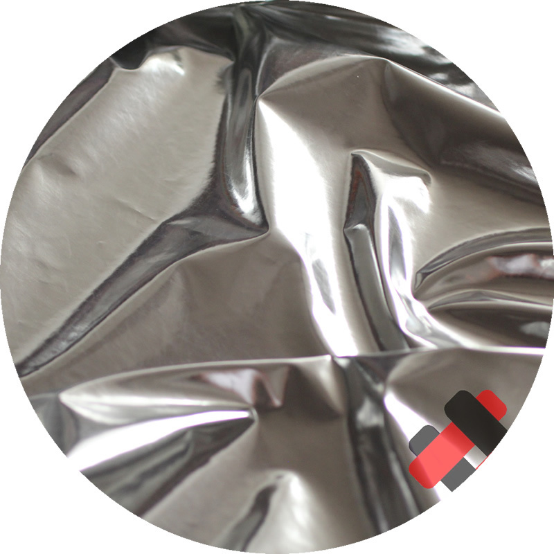 high reflective  pu coated waterproof polyester silver foil mirror  fabric