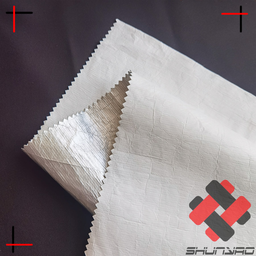 crinkle style silver coated dupont tyvek paper fabric material for coat