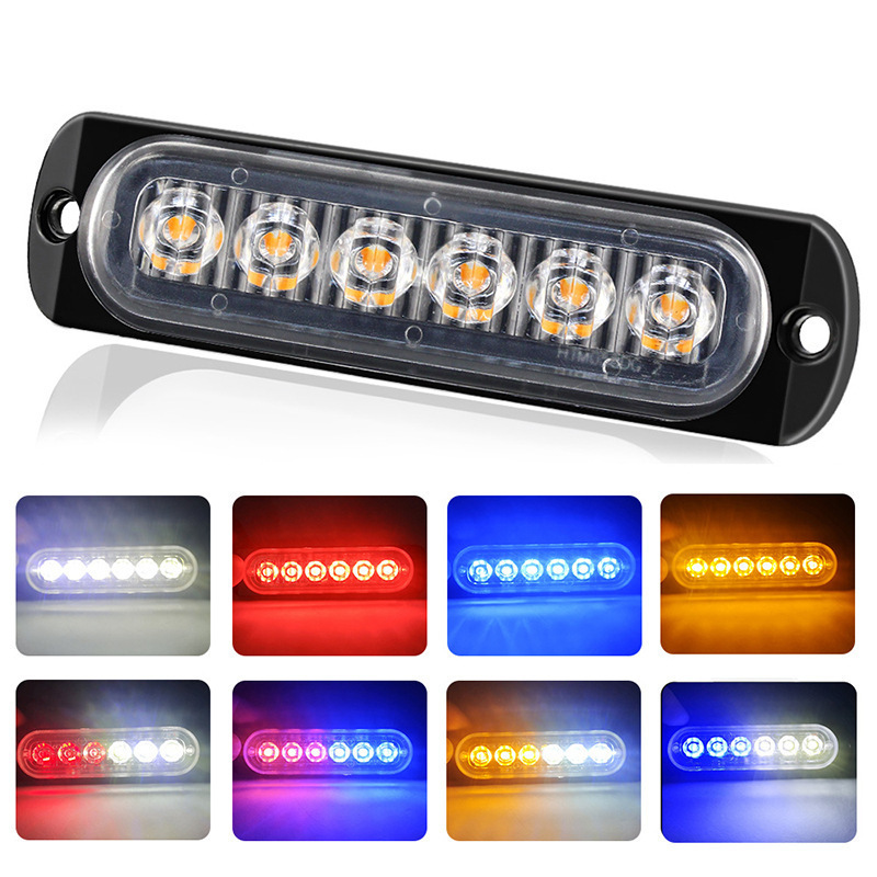 12V 24V Safety warning side light surface mount 6LED super slim LED mini strobe light for car truck