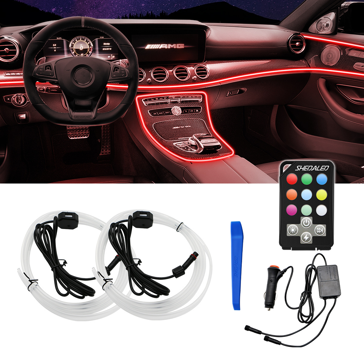 Cold Line Flexible Car Lights Interior Decoration Moulding Trim Strips Atmosphere Lamp Car Door Interior Ambient Light