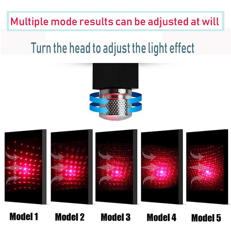 Adjustable USB romantic Interior decoration LED Starry laser star effect Atmosphere Projector Car USB star projector light