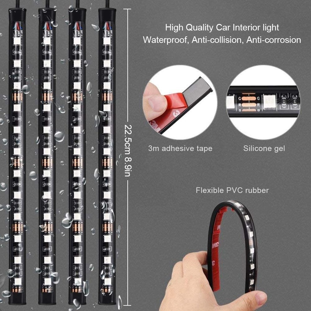 RGB LED Decoration Strip IR remote sound control Bus Internal Interior Atmosphere Light for car