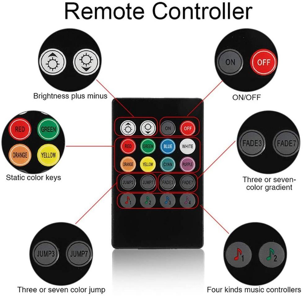 RGB LED Decoration Strip IR remote sound control Bus Internal Interior Atmosphere Light for car