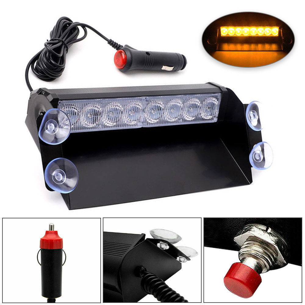 Blue to Red 8w Led Flash Light Emergency cigarette lighter led Strobe light bar