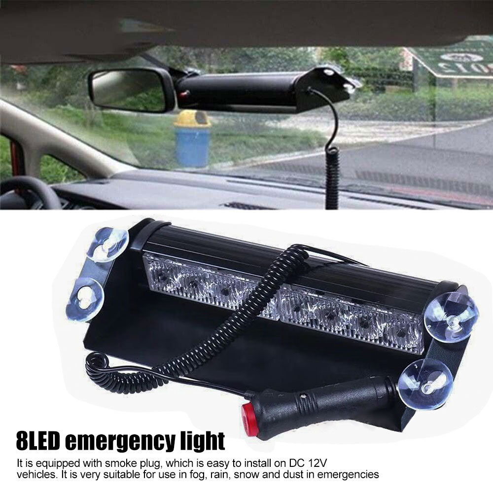 Blue to Red 8w Led Flash Light Emergency cigarette lighter led Strobe light bar