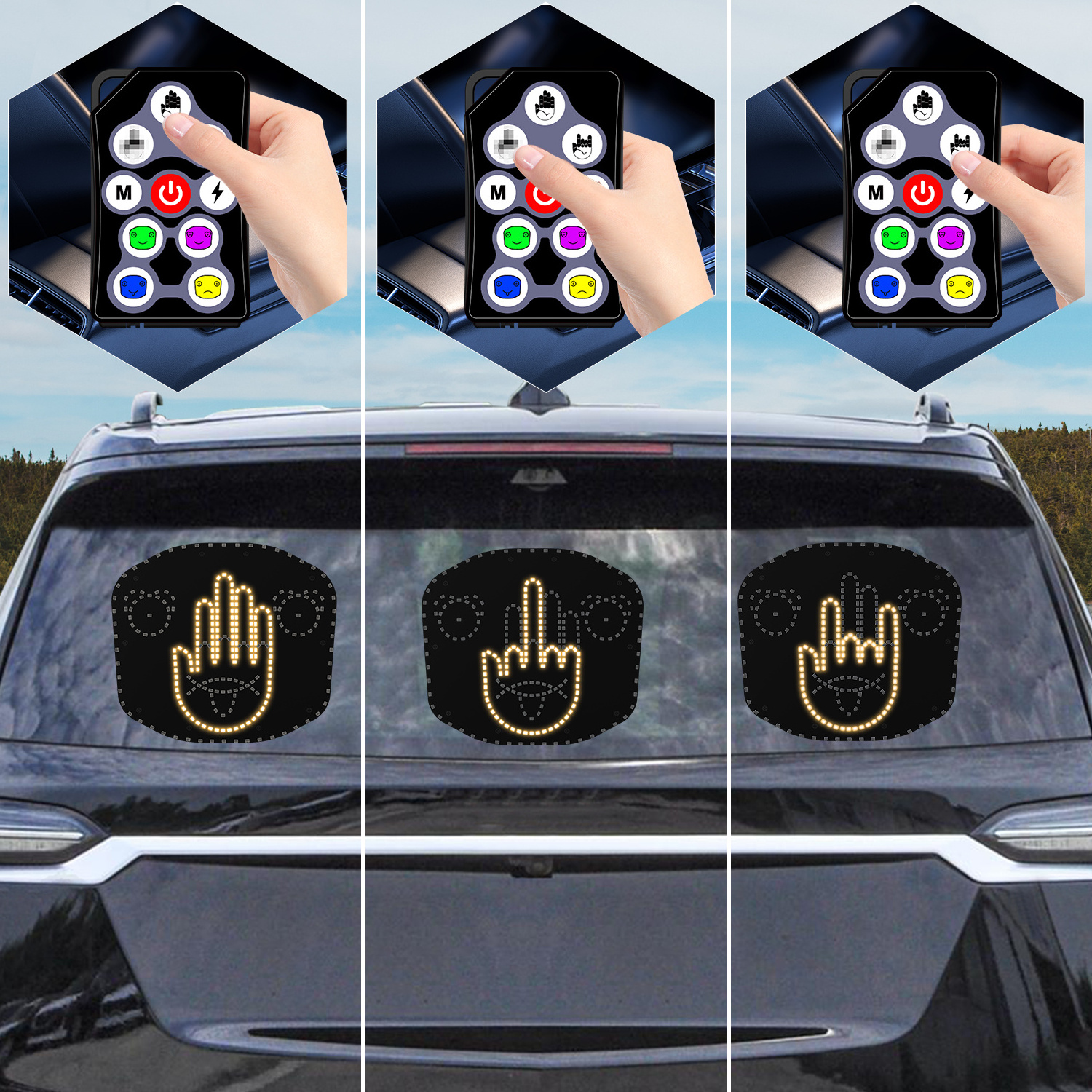 7 Models middle finger light Auto Car SUV Interior Rear Windshield Remote Control LED Middle Finger Warning Brake Light