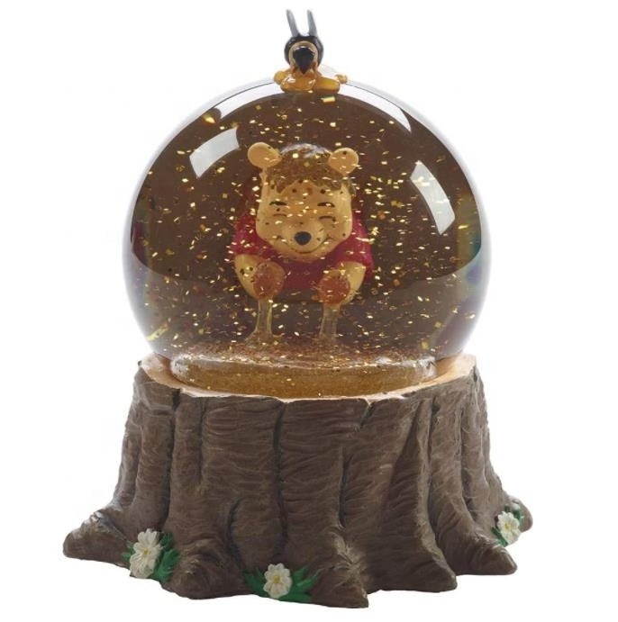 Resin Bear Musical Snow Globe for Home decoration with battery