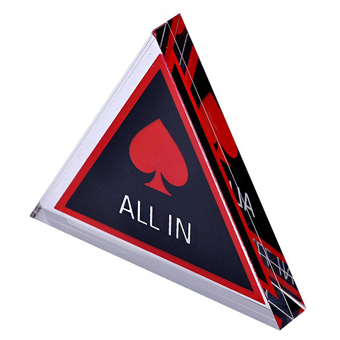 Custom Triangle Clear Acrylic All In Poker Card Guard Acrylic Double Sided Acrylic Poker Chips For Casino Table Games