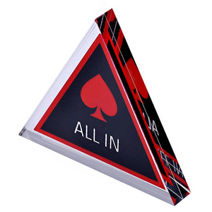 Custom Triangle Clear Acrylic All In Poker Card Guard Acrylic Double Sided Acrylic Poker Chips For Casino Table Games