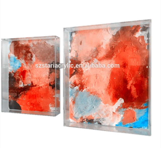 Custom Rectangular Clear Acrylic Shadow Box Frames Wholesale Desktop Clear Perspex Painting Display Case