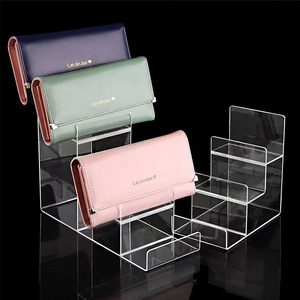 3 Tiers Clear Acrylic Wallet Display Stand Holder 4 Tiers Acrylic Handbag Display Rack 5 Tiers Acrylic Purse Holder For Shops