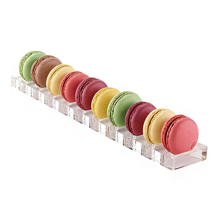 Wholesale Rectangle Clear Acrylic Macaron Display Stand Holder Grooved Clear Acrylic Macaron Tray For Wedding