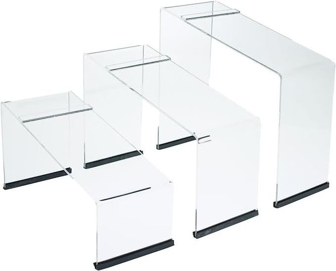 Acrylic Shoe Display Risers with Non Slip Rubber Lucite Shoe Display Stand For Counter