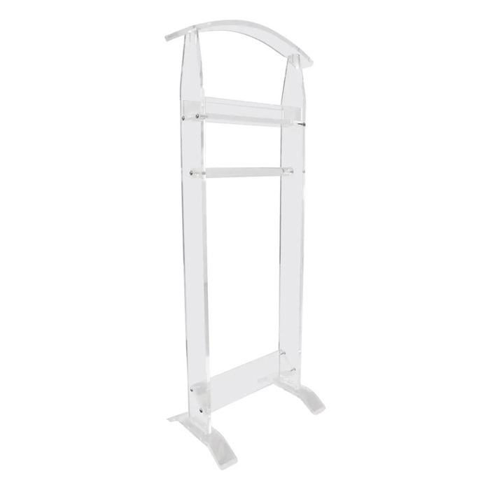 Clear Floorstand Acrylic Lucite Valet Coat Stand Multi Use Acrylic Clothes Rack for Wardrobe Stand