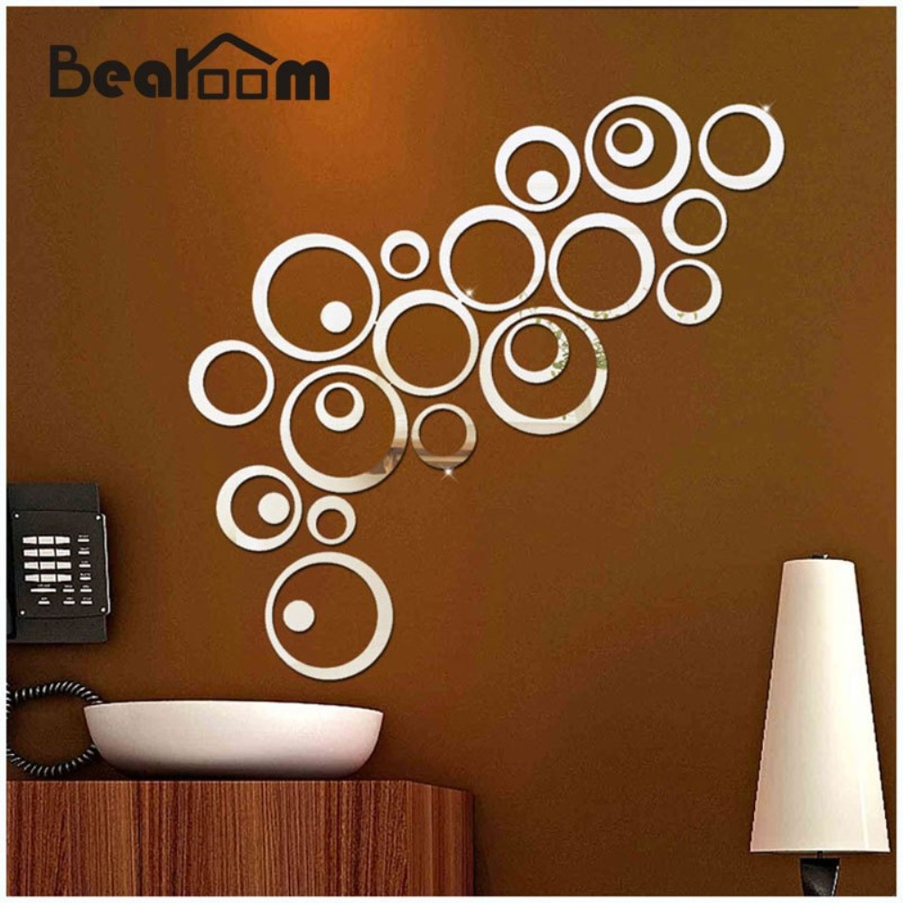 DIY 3D Mirror Acrylic Wall Stickers Creative Modern Circle Ring Acrylic Home Decors For Family