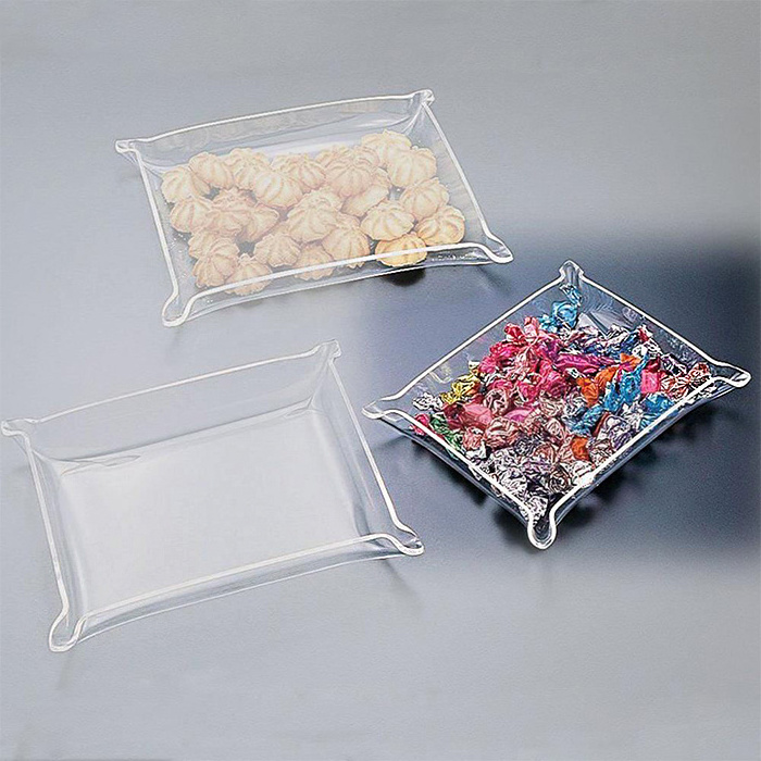 Custom Cute Clear Acrylic Candy Serving Tray Small Clear Perspex Dessert Cookies Display Tray