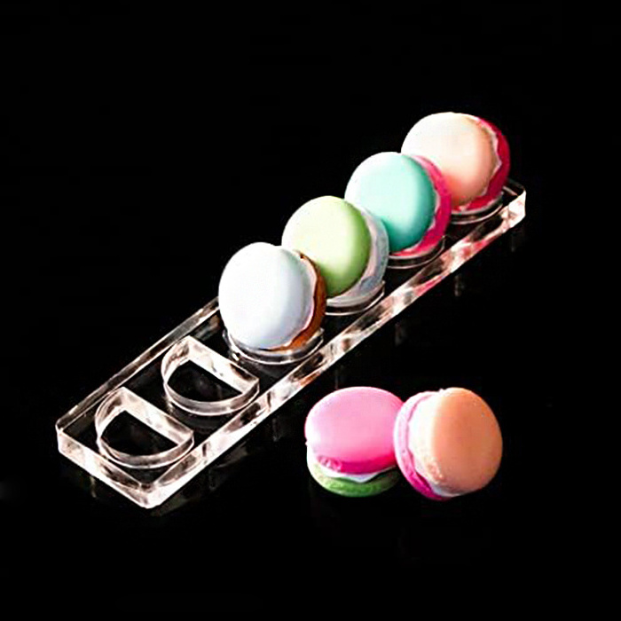 Wholesale Rectangle Clear Acrylic Macaron Display Stand Holder Grooved Clear Acrylic Macaron Tray For Wedding