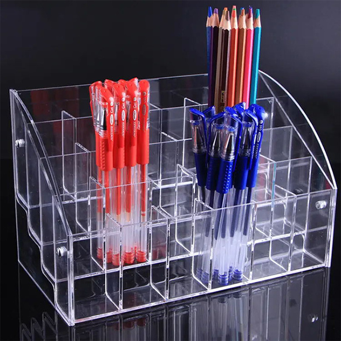 Custom Clear Acrylic Pen Display Rack Clear Acrylic Pencil Display Stand Holder For Stationery Shops