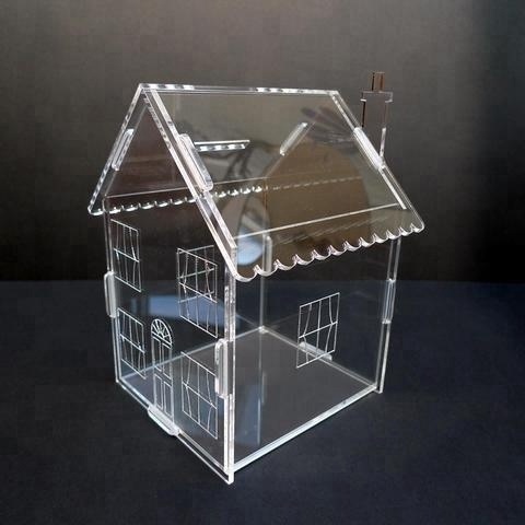 House Shaped Clear Acrylic Money Storage Box Detachable Acrylic Coin Box Lucite Piggy Bank