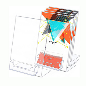 Desktop Clear Acrylic Brochure Display Stand Holder Custom Acrylic Holder For Business Card Menu Magazines