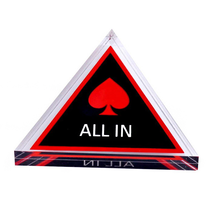 Custom Triangle Clear Acrylic All In Poker Card Guard Acrylic Double Sided Acrylic Poker Chips For Casino Table Games