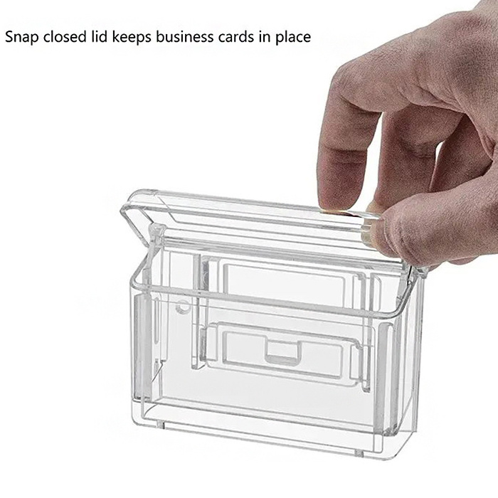 Outdoor Clear Acrylic Business Card Holder With Hinged Lid Single Pocket Acrylic Business Card Display Box For Wall