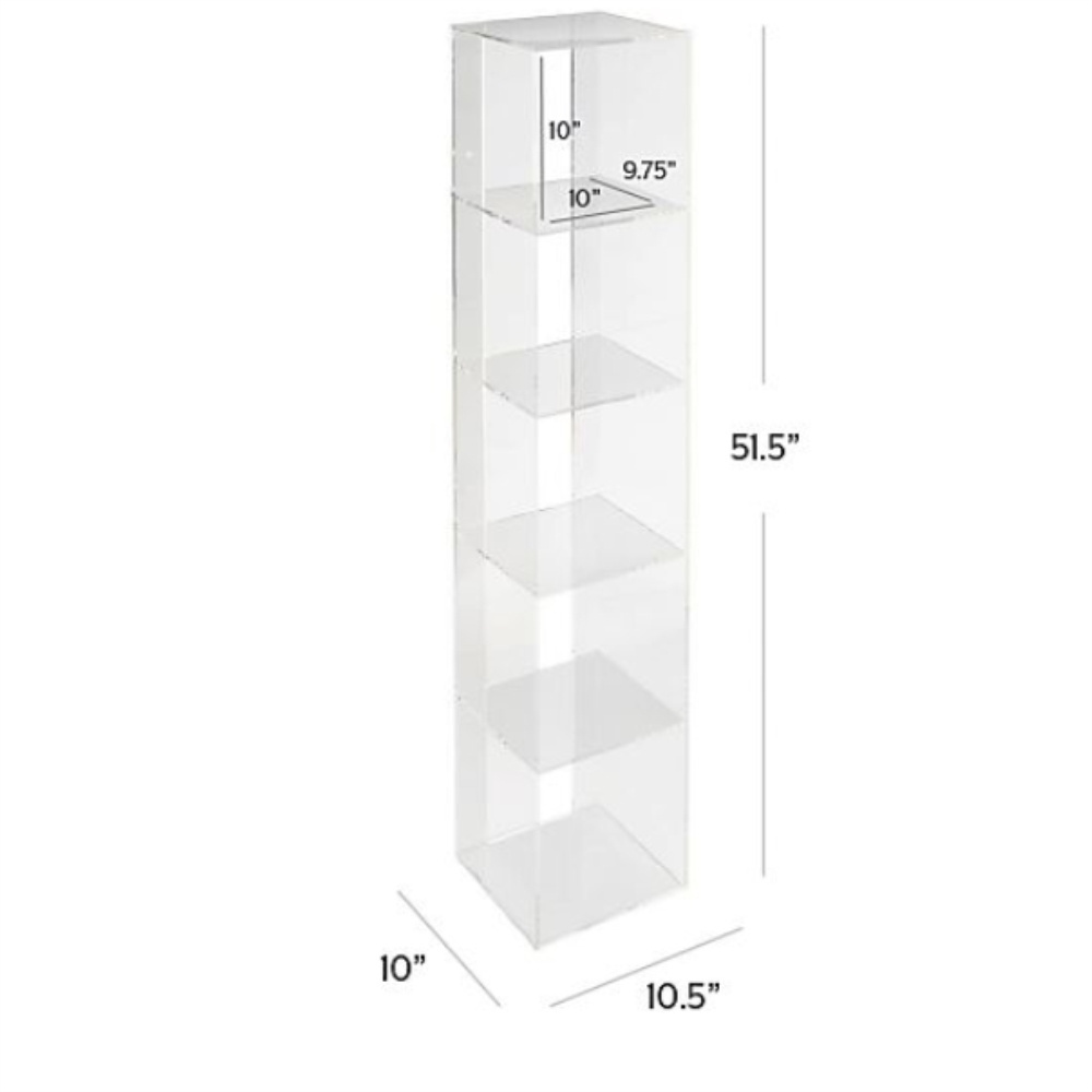 Transparent Seamless Acrylic Bookcase Floating Acrylic Hanging Wall Mounted Book Shelf for Room