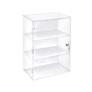 Clear 3 Tier Acrylic Trophy Display Case with Lock Solid Lucite Collectible Memorabilia Display Boxes