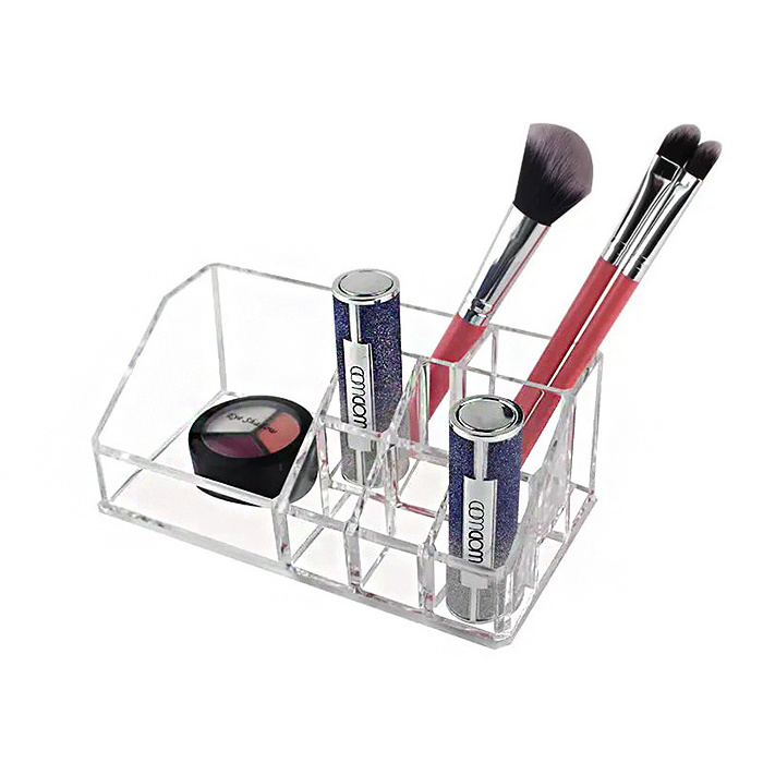 Custom Elegant 9 Grids Clear Acrylic Makeup Lipstick Display Storage Stand Holder For Cosmetic Shops