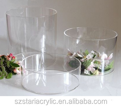 3 Large Cylinder Clear Acrylic Tube Cake Display Riser Stands For Wedding Party